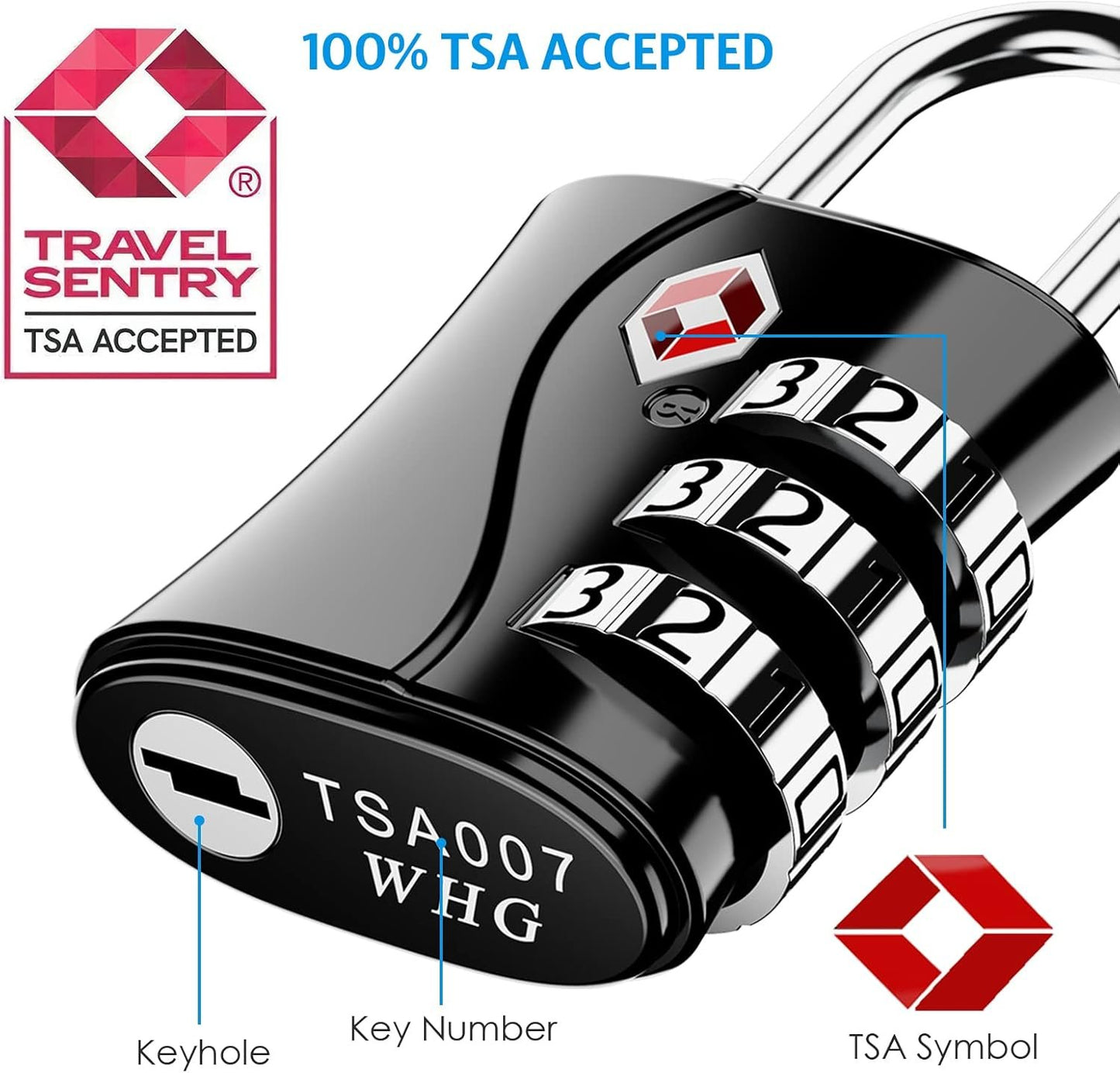 AMIR TSA Approved Locks, 3-Digit Security Padlock, Luggage Locks TSA Approved, Set Your Own Combination Luggage Lock for Travel, Baggage, Suitcases & Backpacks