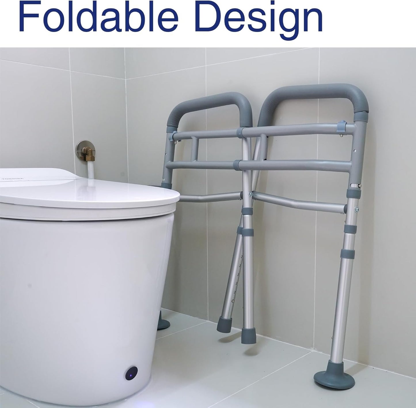 LandTale Toilet Safety Rails, Adjustable Toilet Rails for Elderly Adults Senior Disabled Handicap, Toilet Assistance Handles Safety Frames