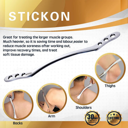 Stainless Steel Gua Sha Scraping Massage Tool myofascial release tools for Soft Tissue Therapy and Reduce Back, Legs, Arms,Neck,Shoulder Muscle Pain (A Long)