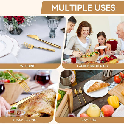 Oval Gold Cutlery Set, 20-Piece Silverware Set, Stainless Steel Flatware, Service for 4, Dishwasher Safe (American Design)