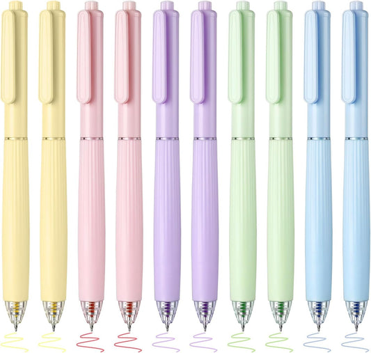 BAYTORY 10Pcs Retractable Colored Gel Pens, Quick Dry Cream Ink Assorted Pen, ST Fine Point 0.5mm Smooth Writing Comfortable to Use for School Supplies Journaling Marking Stationery (Cream)