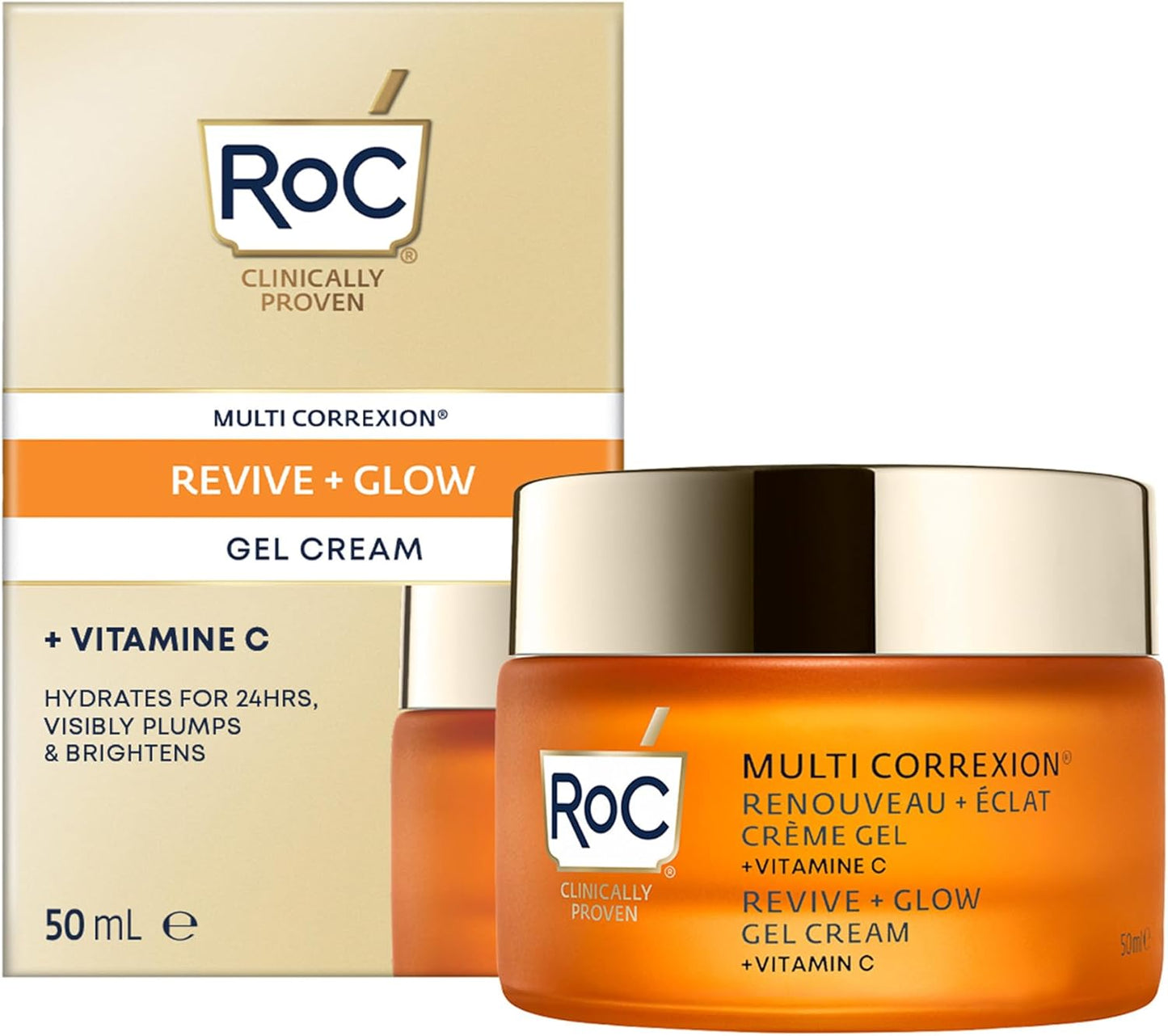 RoC - Multi Correxion Revive + Glow Cream Gel Vitamin C - Anti Wrinkle and Aging - Firming Moisturizing Cream - 50 ml