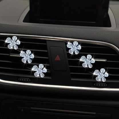 Bling Flower Air Vent Clips, 6 Pcs Cute Daisy Air Fresheners, Diffuser With Rhinestone Interior Decoration Charm, Diamond Decor Accessories for Women Girls