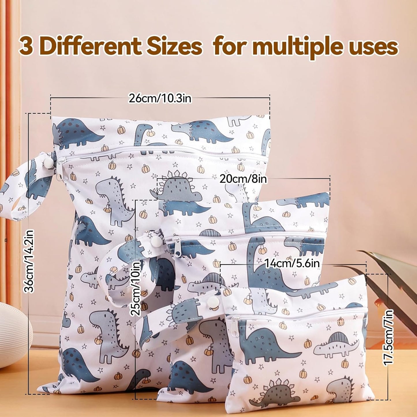 Wet Bag, 3 Pack Waterproof Wet Bags for Travel and Gym - Smell Proof Travel Essentials for Women, Dry Bags for Toiletries, Vacation Laundry, and Diaper Bag Storage.