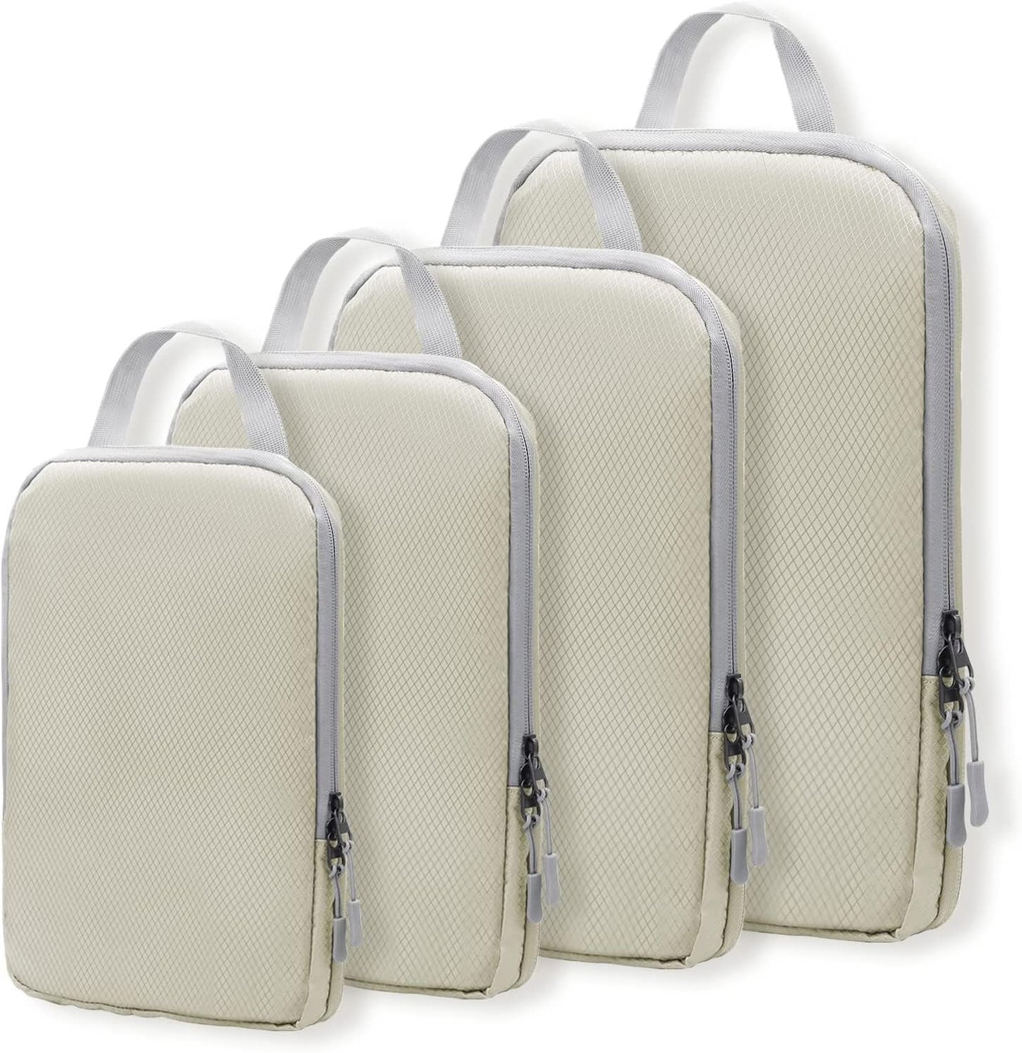 4pcs Packing Cubes, Compression Packing Cubes for Travel compression bags for Packing Organisers Expandable Storage Travel Accessories Luggage-Beige