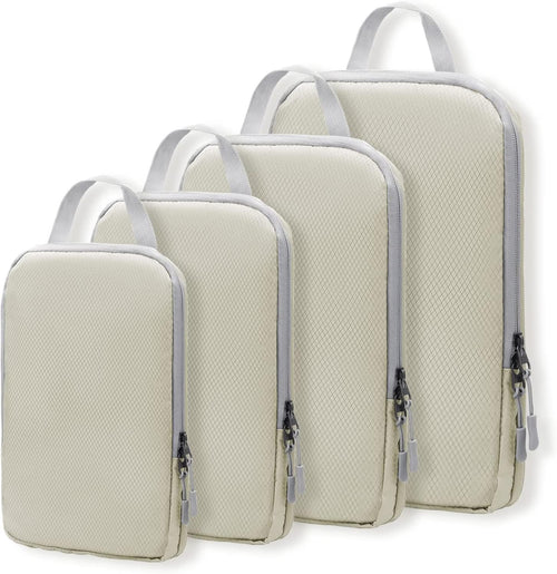4pcs Packing Cubes, Compression Packing Cubes for Travel compression bags for Packing Organisers Expandable Storage Travel Accessories Luggage-Beige