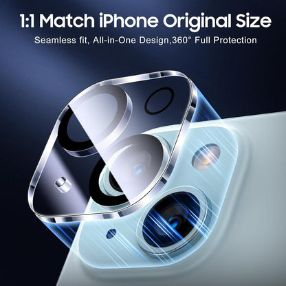 [3 Pack] UniqueMe Compatible with iPhone 15 6.1 inch/ 15 Plus 6.7 inch Camera Lens Protector Tempered Glass,[Case Friendly][Scratch-Resistant][Easy Installation]-Black Circle