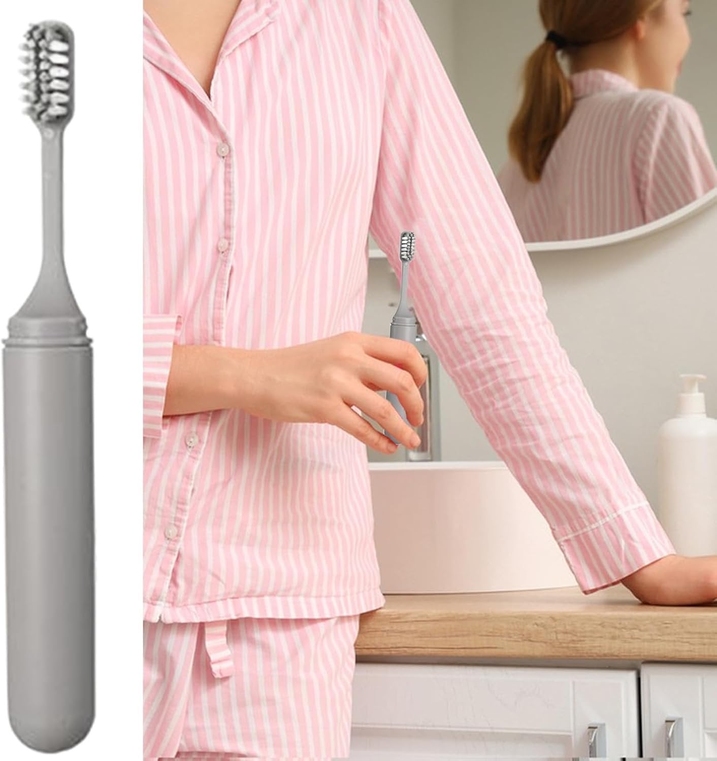 Travel Toothbrush - Foldable Toothbrush Travel Toiletries - Detachable Head Cleaning Supplies Toiletries Portable for Adults Kids Traveling Backpacking Business Trip