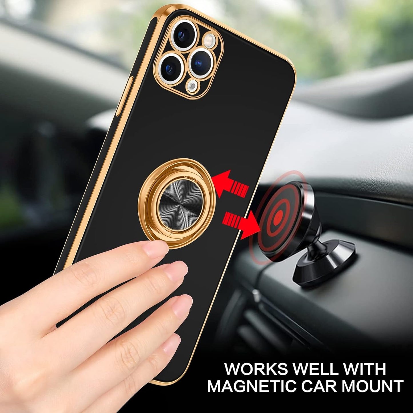 BENTOBEN Case for iPhone 11 Pro Max, Slim Fit 360° Ring Holder Kickstand Magnetic Car Mount Supported Protective Non-Slip Girls Women Men Case Cover for iPhone 11 Pro Max 6.5 inch, Black