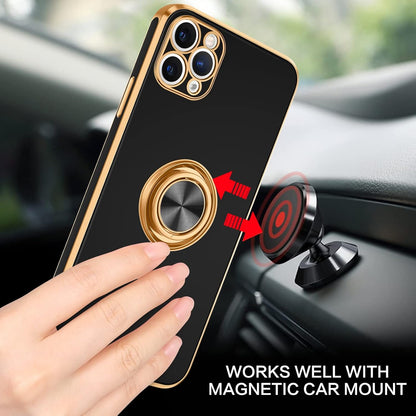 BENTOBEN Case for iPhone 11 Pro Max, Slim Fit 360° Ring Holder Kickstand Magnetic Car Mount Supported Protective Non-Slip Girls Women Men Case Cover for iPhone 11 Pro Max 6.5 inch, Black