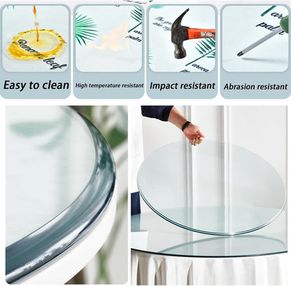 YUEKOPOU piano del tavolo da pranzo in vetro temperato.pian Round Clear Glass Table Top - 8mm Thick Toughened Explosion-Proof Glass for Dining Tables(75CM(30INCH))