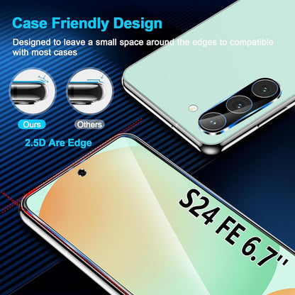 [3+3 Pack] for Samsung Galaxy S24 FE Screen Protector, 9H Tempered Glass, Ultrasonic Fingerprint Compatible, HD Clear Case Friendly for Samsung S24 FE Tempered Glass Screen Protector 5G