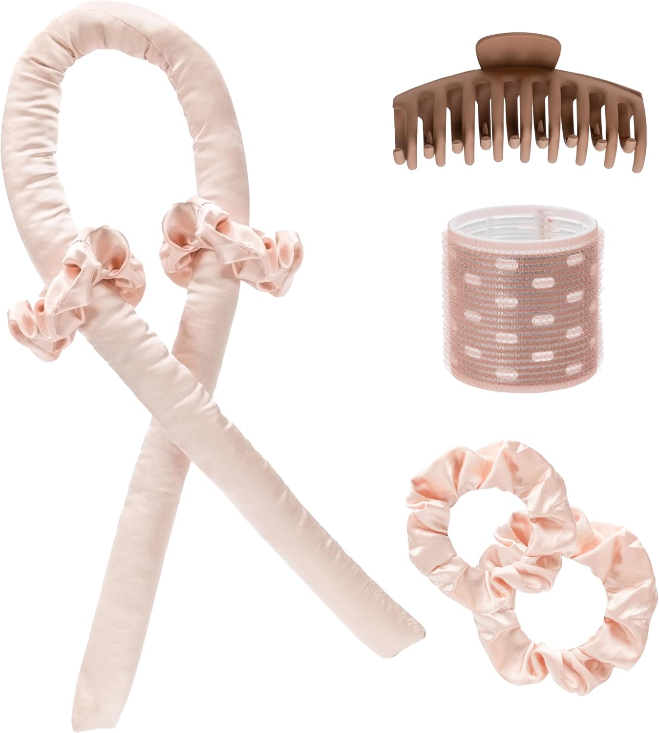 Long Hair Curler - DIY Kit with Soft Velvet Coating, Includes Accessories for Ease of Use - Dark Pink - Ideal for All Hair and Head Sizes