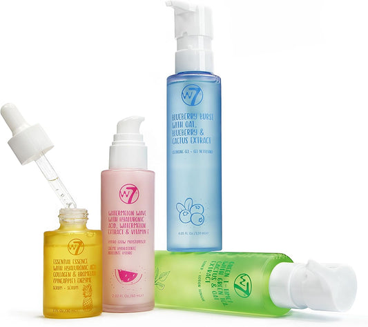 W7 - Skin Refresh Basic Gift Set - Face Moisturizer, Cleansing Gel, Tonic and Serum - Natural Cosmetics for Skin Care