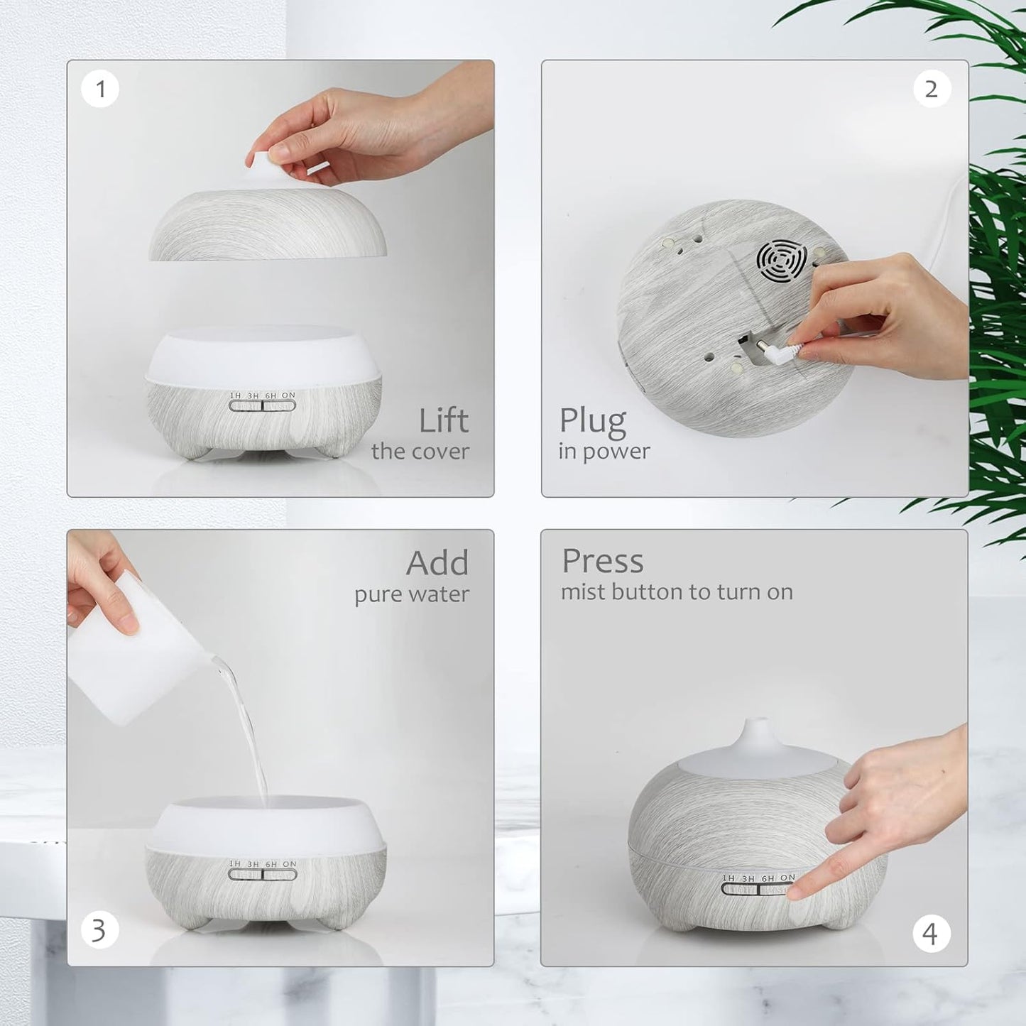 Hianjoo Essential Oil Diffuser 500ml, Electric Aroma Diffuser Humidifier Ultrasonic Aromatherapy for Bedroom Spa Yoga with 14 LED Lights - Great Choice Gifts for Families Lovers Friends (White)