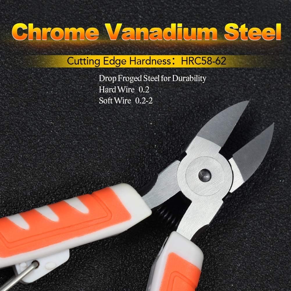SPEEDWOX Precision Diagonal Cutting Pliers 5 Inches Wire Flush Cutters Ultra Sharp Electronics Pliers Model Sprue Wire Clippers Side Cutting Nippers with Safety Lock and Protective Holster CR-V Steel