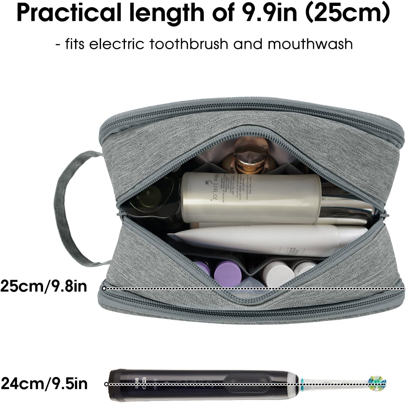 Narwey Large Travel Toiletry Bag for Men and Women for Toilets Accessories with Free Wet Dry Bag, grey