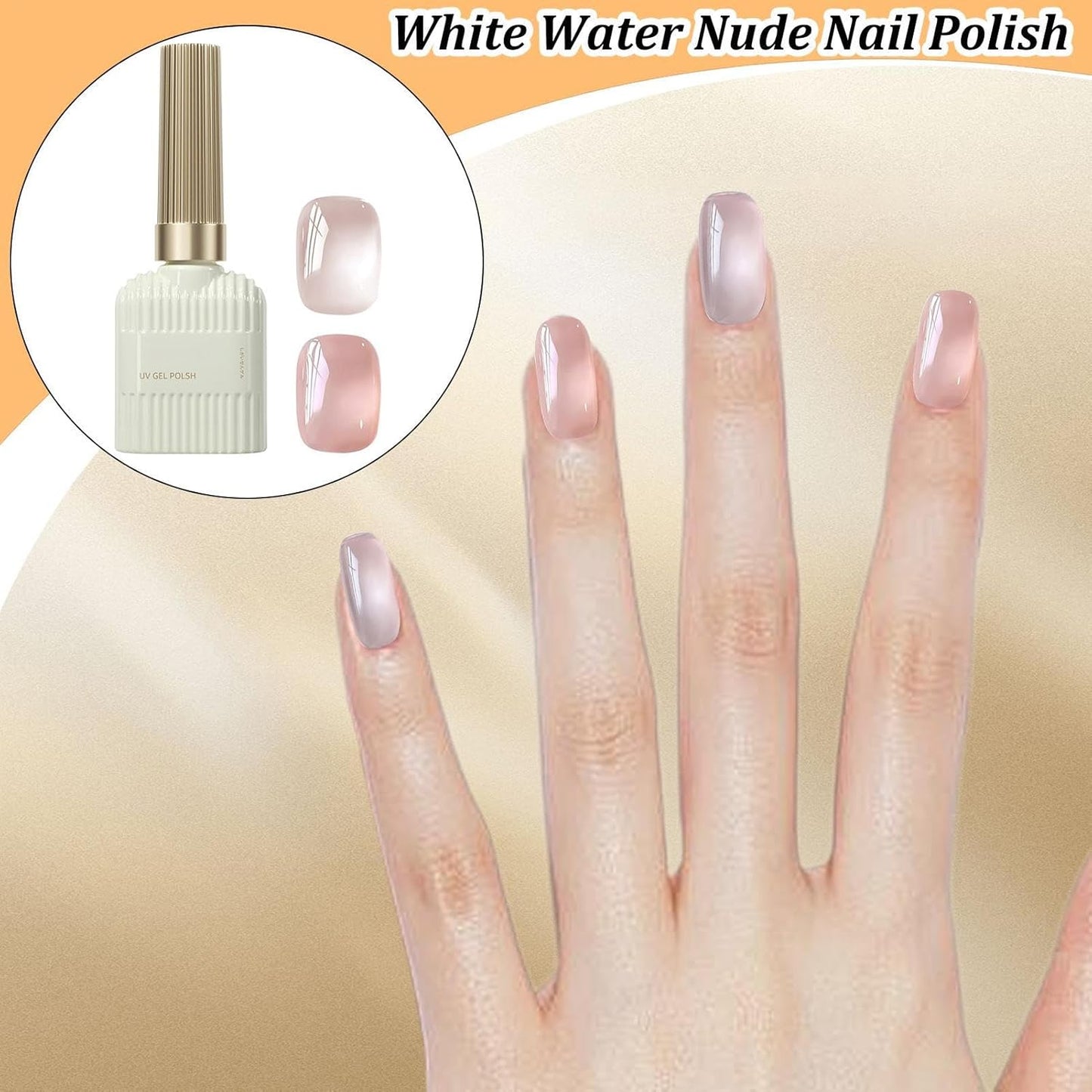 Nude Jelly Gel Polish, Milky White Sheer Nail Color, Light Pink Translucent Beauty Care, Natural Manicure Art for Women, Girls, Salon, Home and Long Lasting Gloss Finish