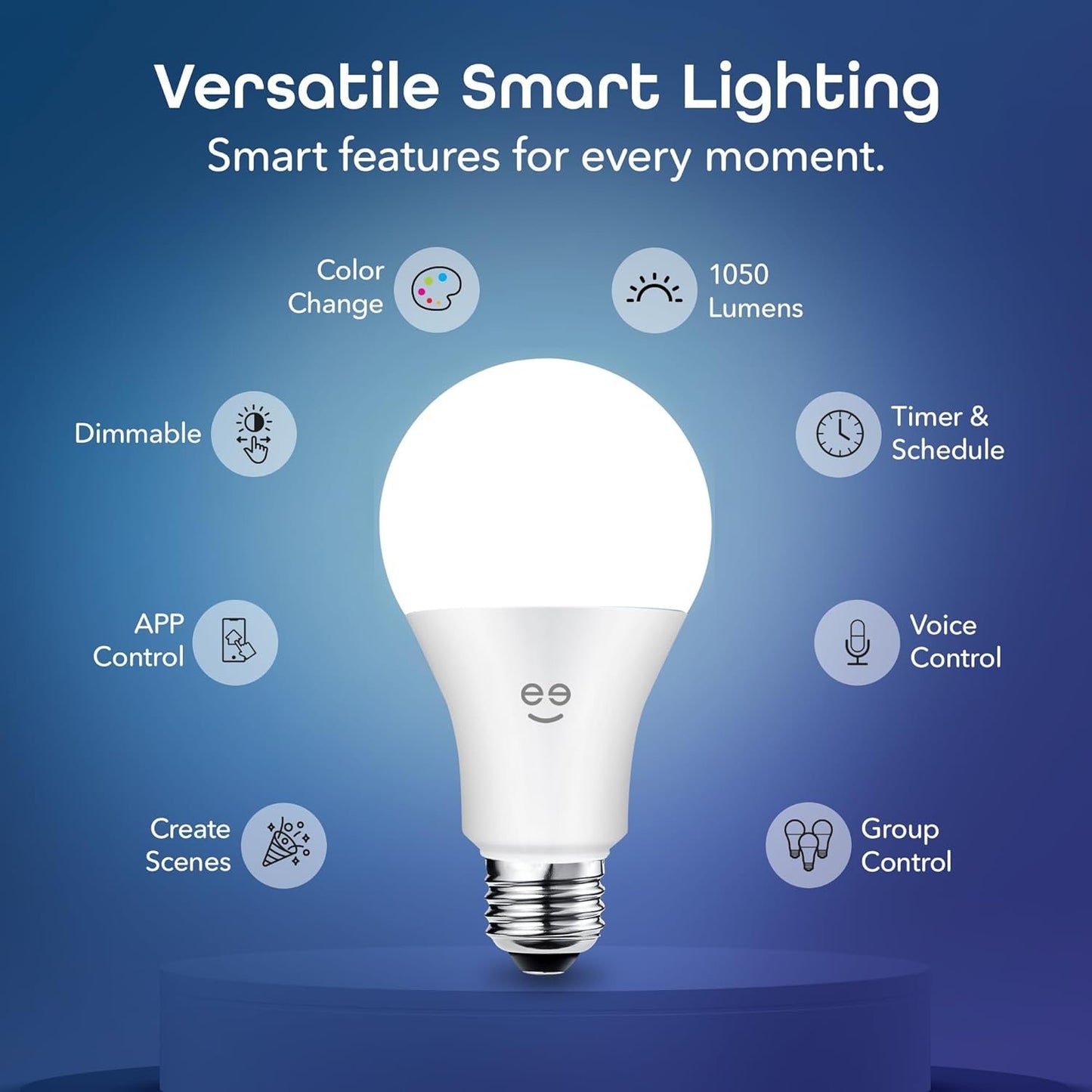 Geeni Prisma 1050 WiFi LED Light Bulb, Multicolor (2700K) – Dimmable LED Bulbs, A21, 75-Watt Equivalent – No Hub Required – Works with Alexa & Google