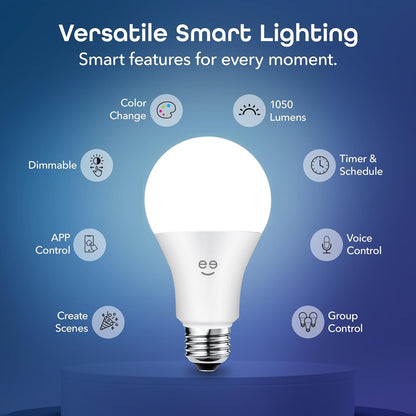 Geeni Prisma 1050 WiFi LED Light Bulb, Multicolor (2700K) – Dimmable LED Bulbs, A21, 75-Watt Equivalent – No Hub Required – Works with Alexa & Google