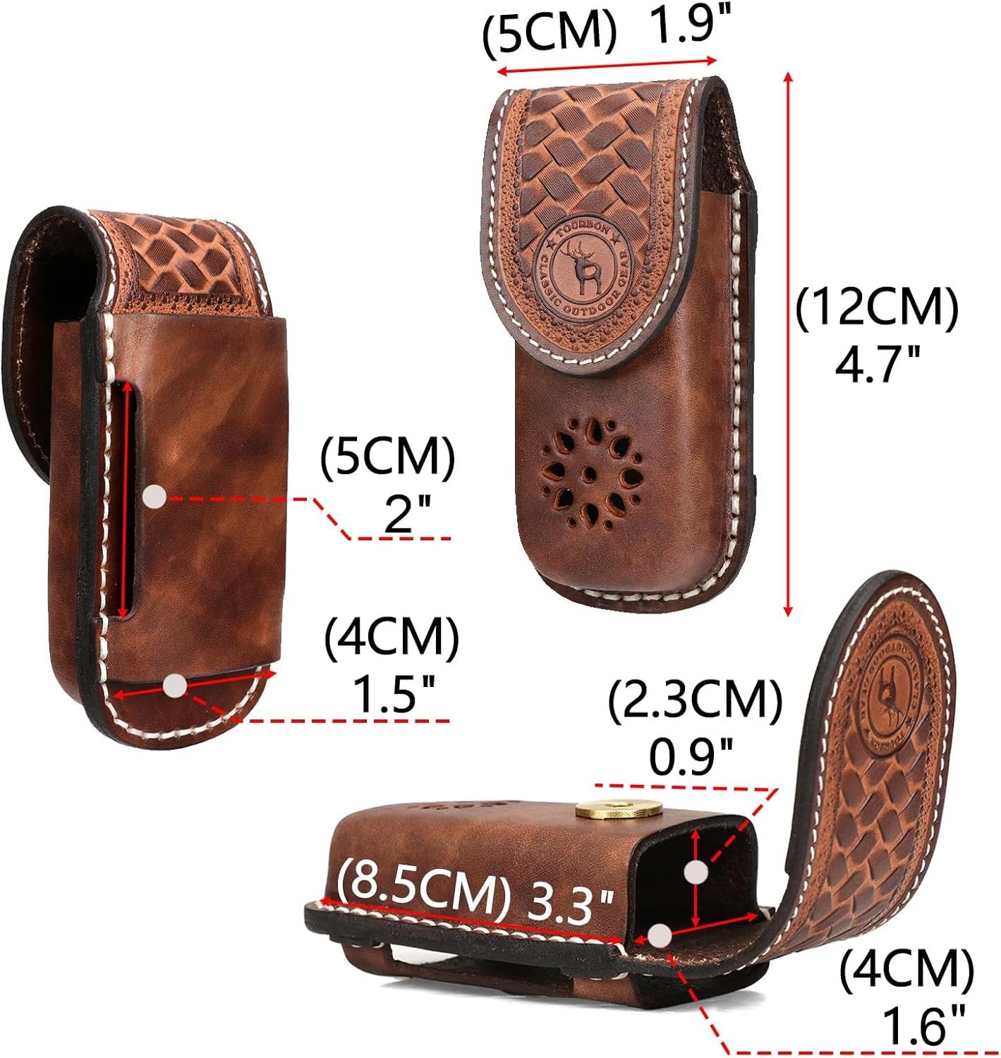 Tourbon Multitool Sheath with Belt Loop One-Piece Molded Leather Knife Pouch Holster EDC Belts Organizer Magnetic Closure