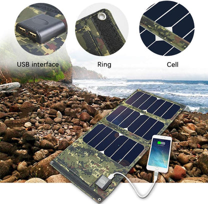 Portable Solar Charger Power Bank, Waterproof Solar Battery Pack with 3 Solar Panels for Phone and Camping Travel
