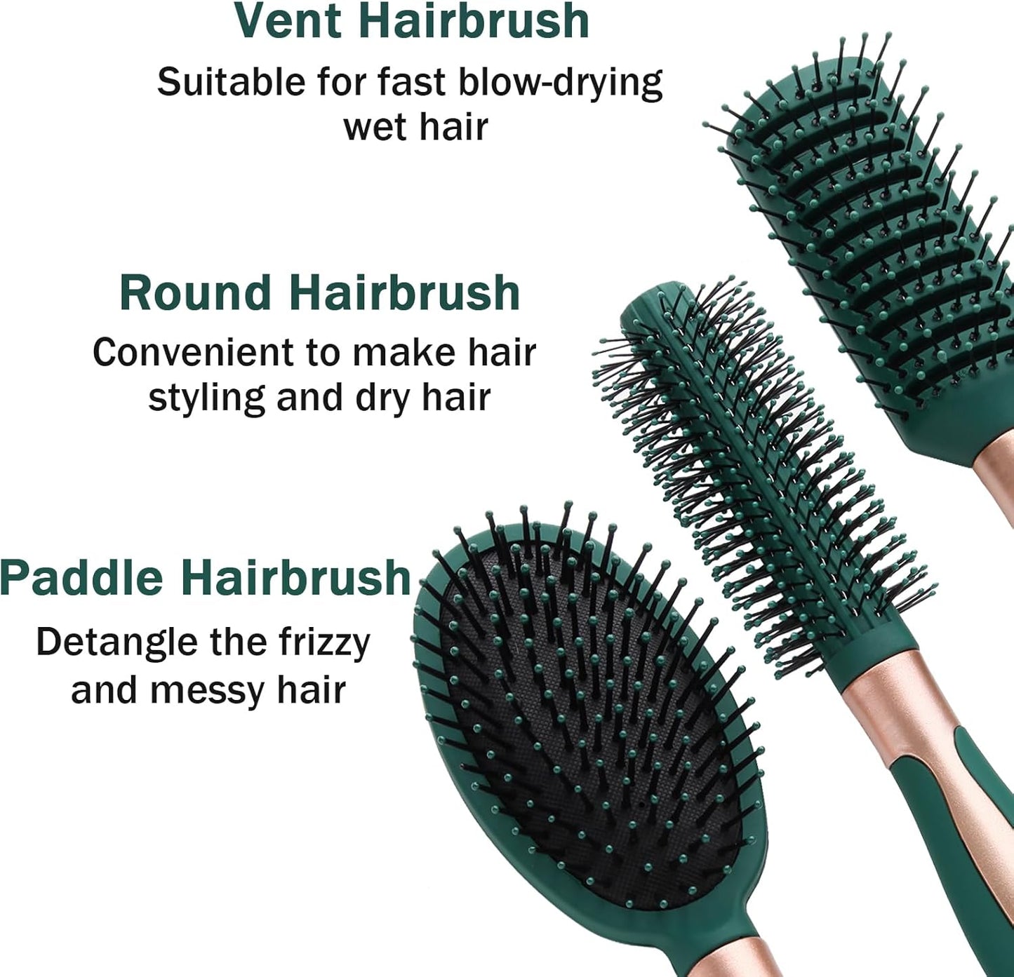 Hair Brush Set for Women Antistatic Massage Oval Air Cushion Hair Brush Round Detangling Hair Brush with Long Handle for Wet and Dry Men