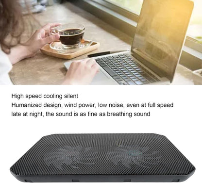 Cooling Pad, 7 Height-Adjustable Laptop Cooling Pad, Cooling Stand Cooler with Two Extremely Quiet Fans, Laptop Cooling Stand with LED Lights, USB Port, for Most (M10B)