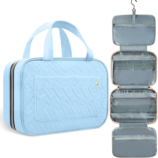 AUMA Hanging Toiletry Bag, Large Capacity Travel Toiletry Cosmetic Bag, Multifunctional Travel Organizer for Women Travel Camping Outdoor-Blue