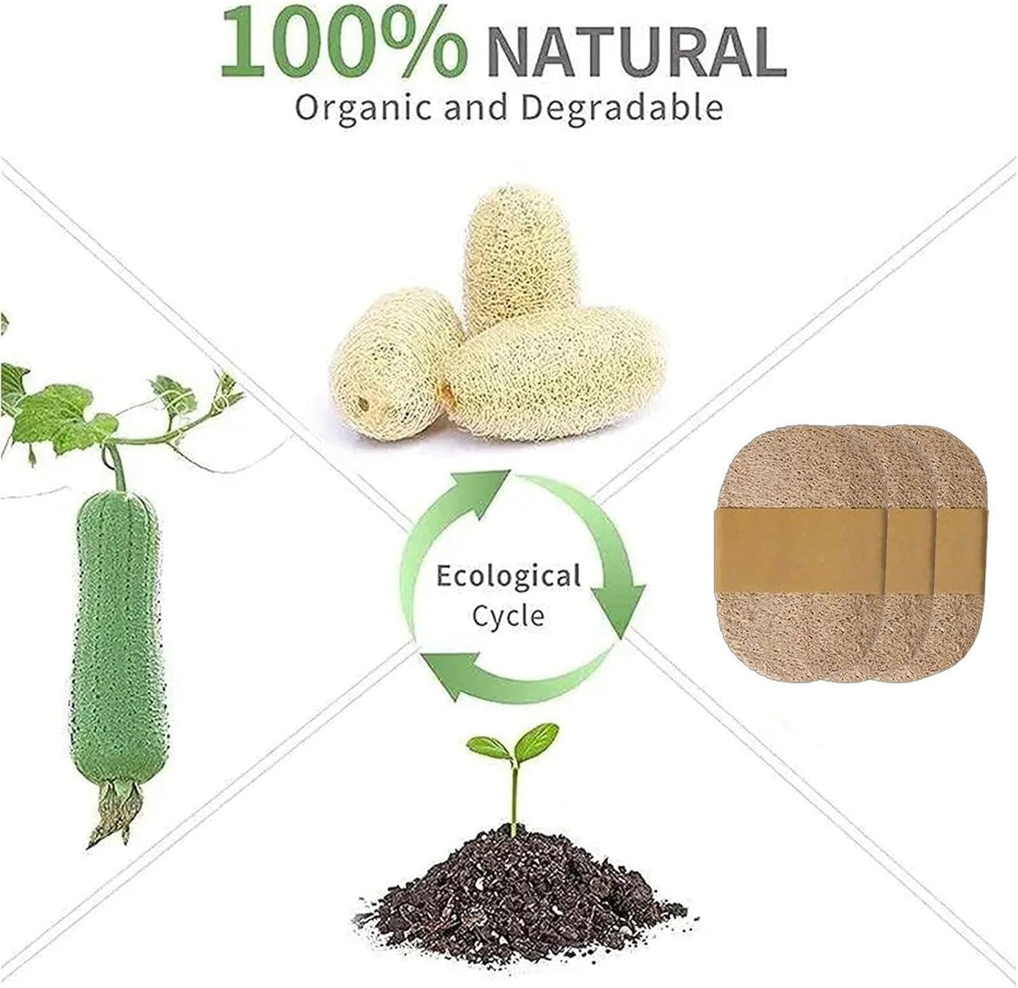 Natural Loofah Sponge | 3 Natural Dishwashing Sponges - Kitchen Eco Scrubs Natural Sponges Cleaning Plant Natural Loofah for Home Use, Unique attribute, Consulte la descripción