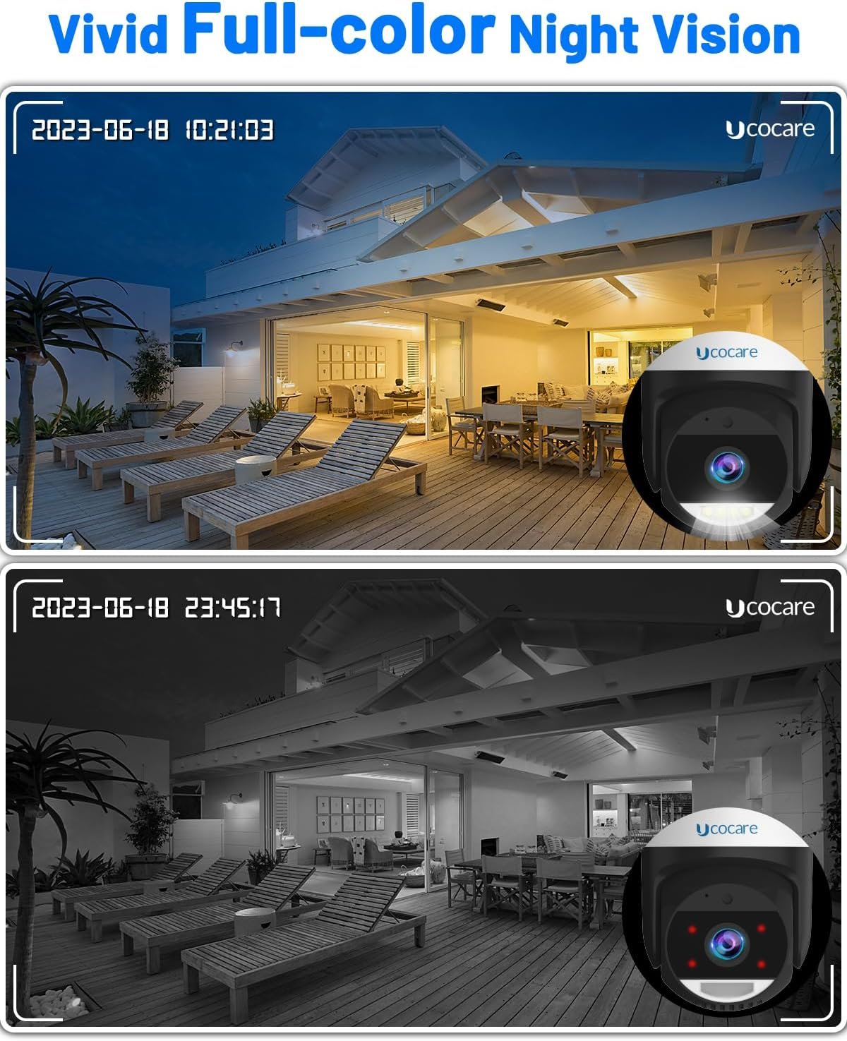 Security Cameras Wireless Outdoor, UCOCARE 3K/5MP Outdoor Security Cameraã€32GB Memory Card Includedã€‘, PTZ Camera with 360Â° Coverage, Smart Motion Tracking, Full Color Night Vision, Two-Way Talk