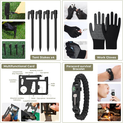 Tacsnake Multi-Purpose Emergency Survival Kit, Multi-Tools Survival Gear and Equipment with Molle Pouch, Gifts for Dad Men Camping Hiking Outdoor Emergency