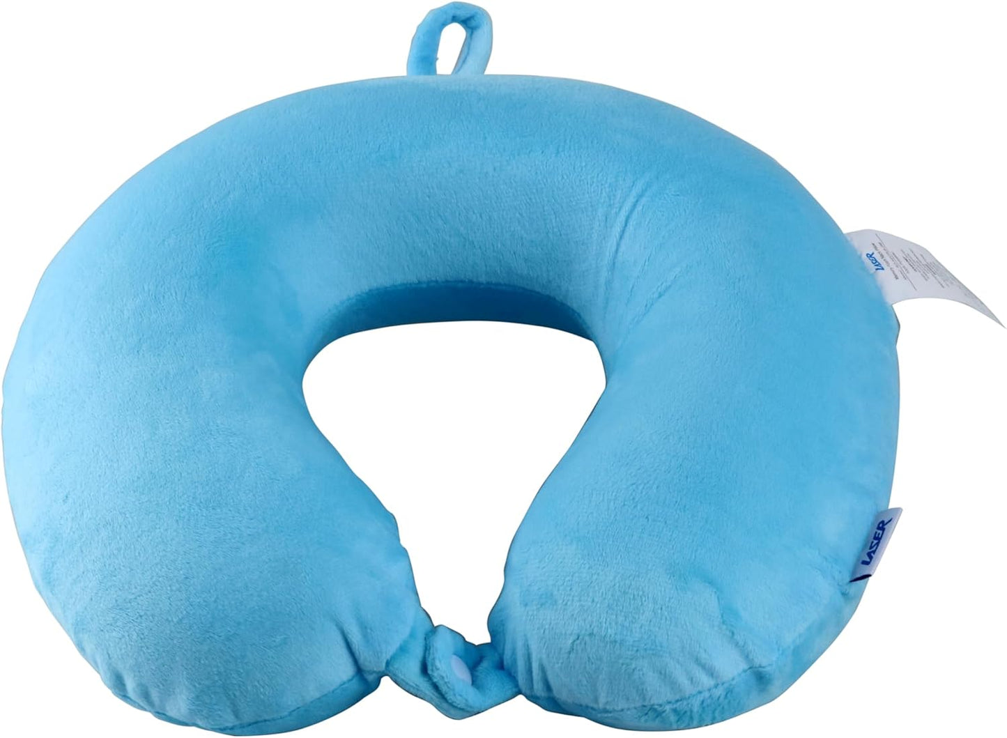 Laser Comfort Memory Foam Neck Pillow – Blue, Eco-Friendly, Hypoallergenic with Washable Cover, Ideal for Travel, Flights, Road Trips