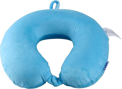 Laser Comfort Memory Foam Neck Pillow – Blue, Eco-Friendly, Hypoallergenic with Washable Cover, Ideal for Travel, Flights, Road Trips