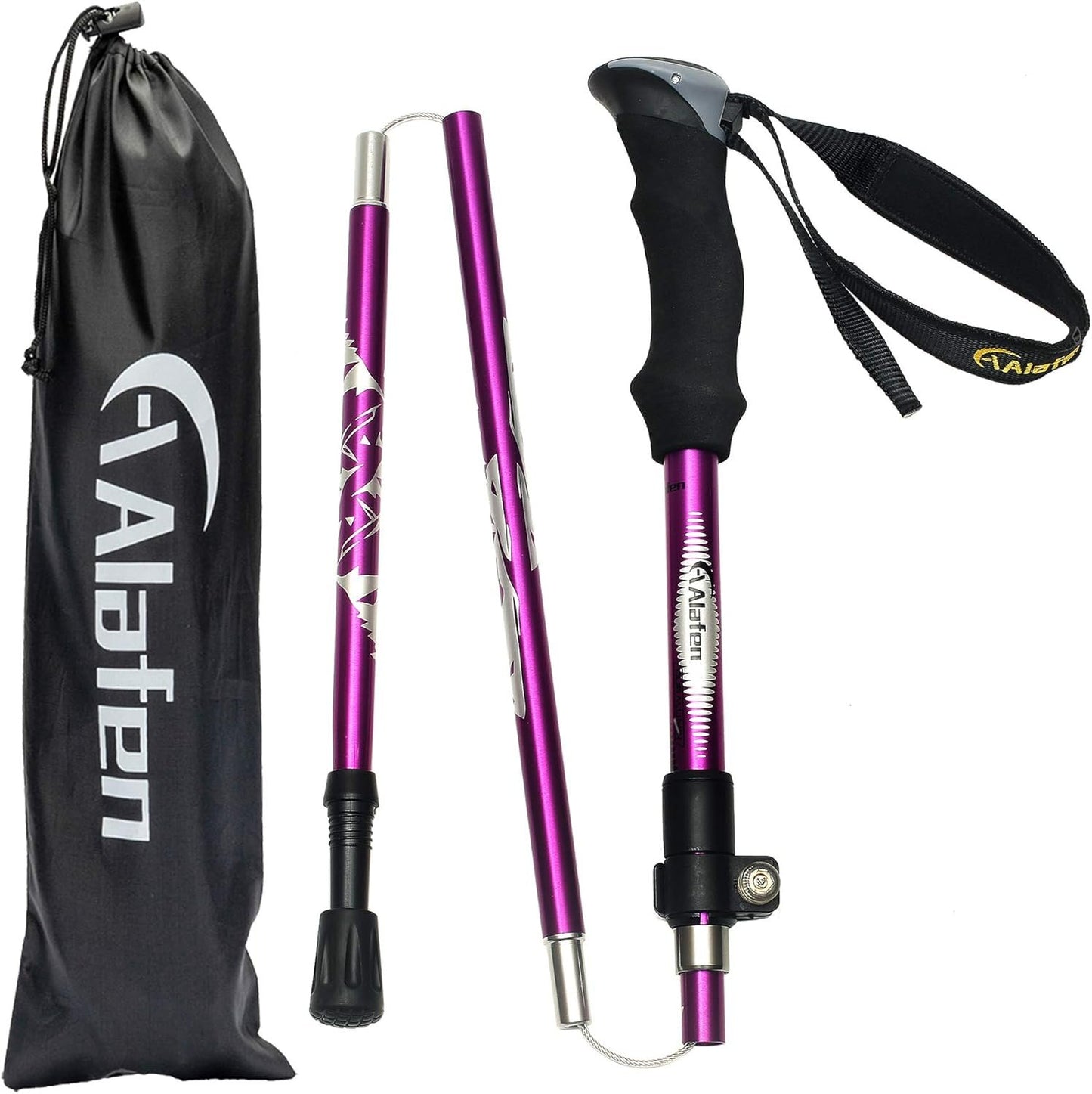 A ALAFEN Aluminum Collapsible Ultralight Travel Trekking Hiking Pole for Men and Women