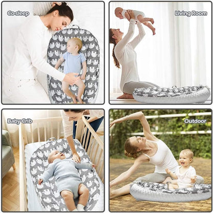 Baby Lounger Cover, 100% Breathable Cotton & Ultra Soft Infant Lounger Cover, Crib & Bassinet Mattress Cover, Travel Baby Bed Cover, for Infant & Newborn as Gift (Elephant)