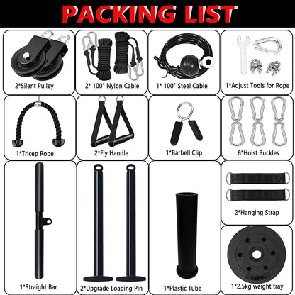 Cable Pulley System Gym Upgraded Home Strength Training Equipment Workout Accessories LAT Pull Down Fitness for Triceps Pull Down Biceps Curl Back Forearm Shoulder