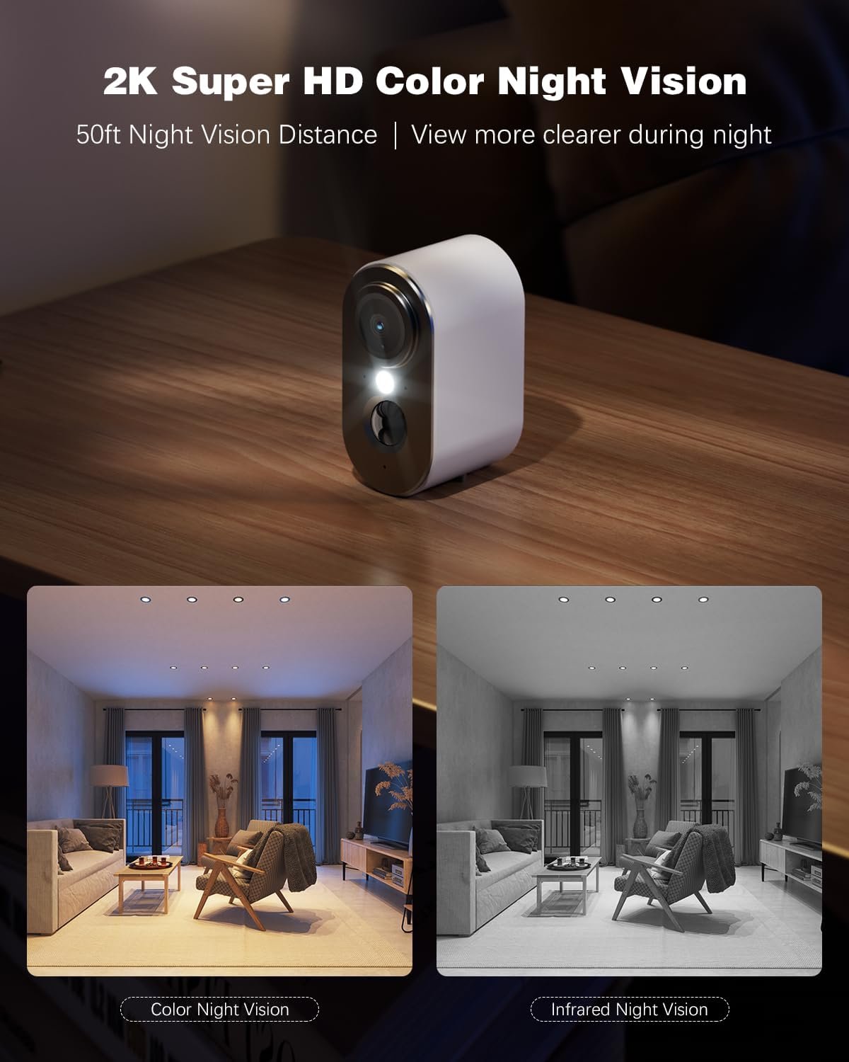 Xega 3G/4G Cellular Security Camera with SIM Card Indoor, 2K Super HD LTE Indoor Security Camera Portable, 6000mAh Battery, PIR Motion Detection, 3MP Color Night Vision, 2-Way Audio, TF/Cloud, IP65