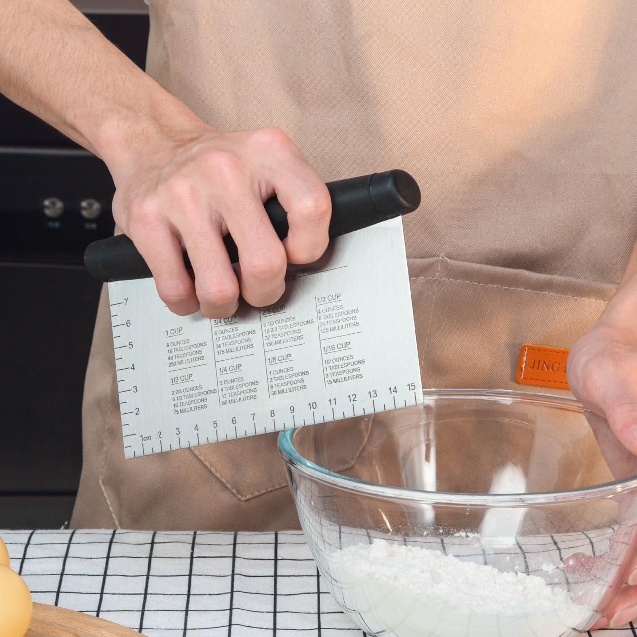 Dough Cutter for Kitchen, Stainless Steel Dough Scraper Tool with Contoured Grip, Food Scraper for Baking and Cooking