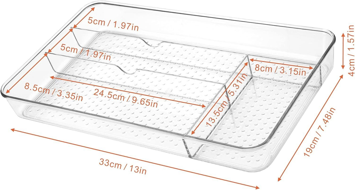 Lonian Cutlery Tray, No-Slip Drawers Organizer for Utensils Storage and Organising in Kitchen, Cosmetic Tray for Dressing Table Makeup Storage Organiser in Bedroom and Living Room