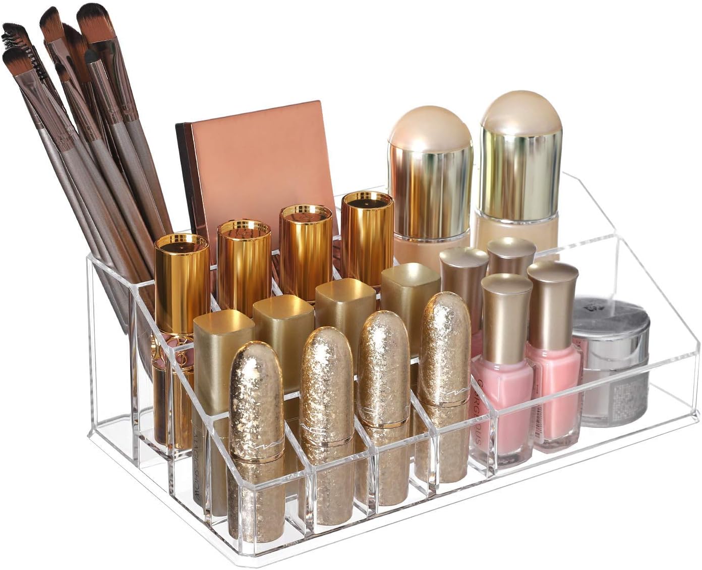 SONGMICS Organizer Trucchi con 6 Cassetti, Grande Organizzatore per Cosmetici in Acrilico, per Tavolozza, Pennello, Fondotinta, Rossetto, Smalto per Unghie, Forcine, Trasparente JKA009TP