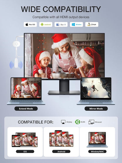 4K Wireless HDMI Display Dongle, TIMBOOTECH Miracast Adapter Streaming YouTube Video/Audio Receiver for iPhone/iPad/iOS/Android/Mac/Laptop/PC to TV/Projector/Monitor - Miracast, DLNA, Airplay