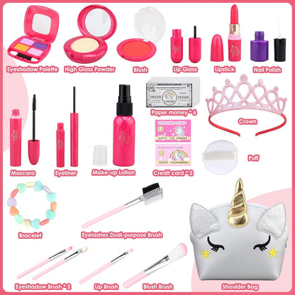 Woumserta Pretend Makeup for Toddlers, Fake Makeup for Kids, 26 Pack Play Makeup Toys for Little Girls Age 2 3 4 Christmas Birthday Gift