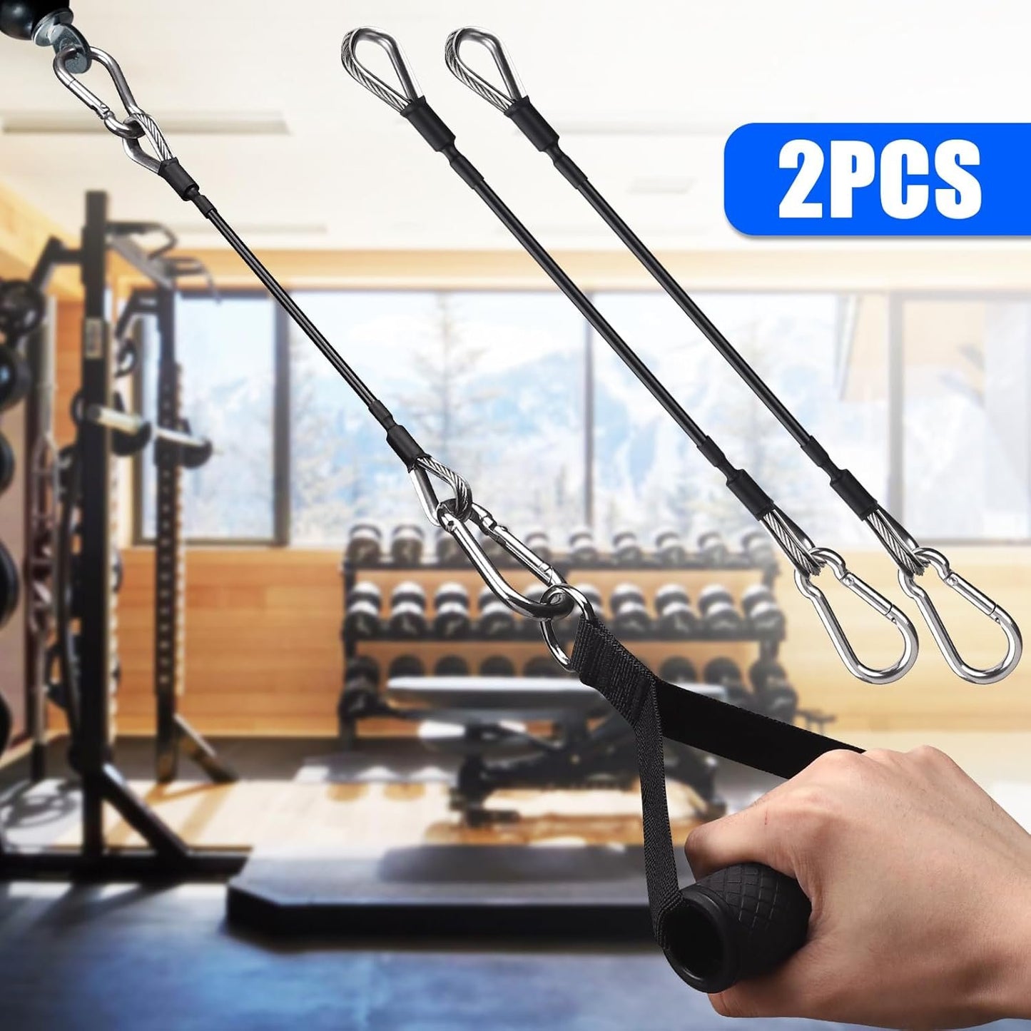 TOBWOLF 2PCS 10" Gym Extension Cable, Fitness Extension Rope Attachments Compatible with Home Gym Accessories, Replacement Gym Cables Machine Extension for LAT/Tricep Pull Down, Leg Extensions Machine