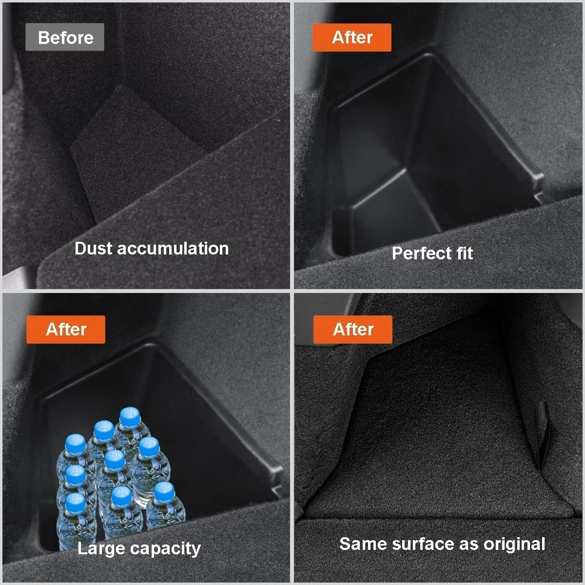 Yotsuba for Tesla Model Y Trunk Storage Bins, Rear Trunk Organizer Side Packets Tray for 2022-2024 Tesla Model Y 5-Seater (Newest Verion)