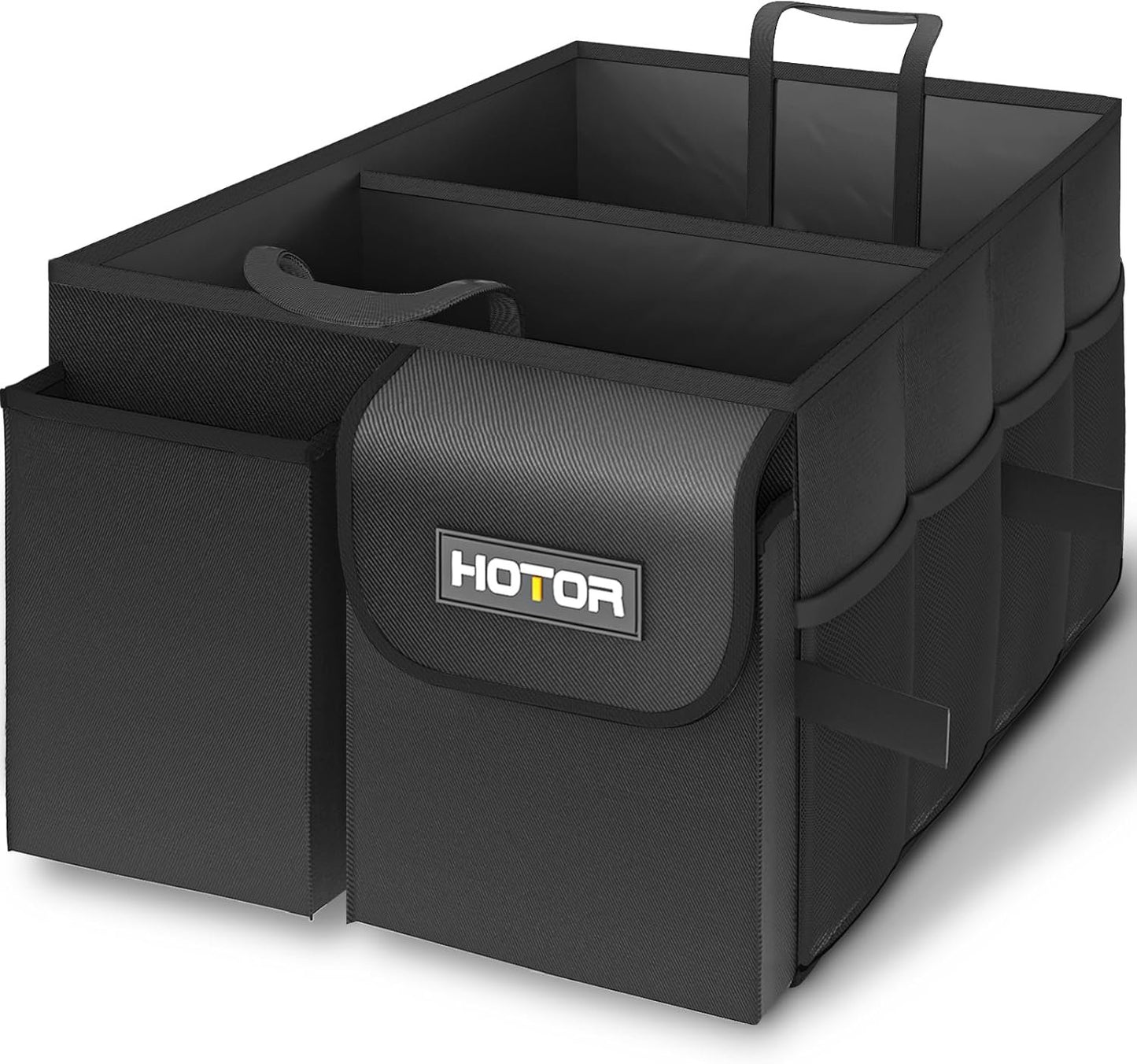 HOTOR Trunk Organizer - Car Organizer, Foldable Trunk organizer for SUVs & Sedans, Car Accessories, Tools, Sundries, 2 Compartments, Black