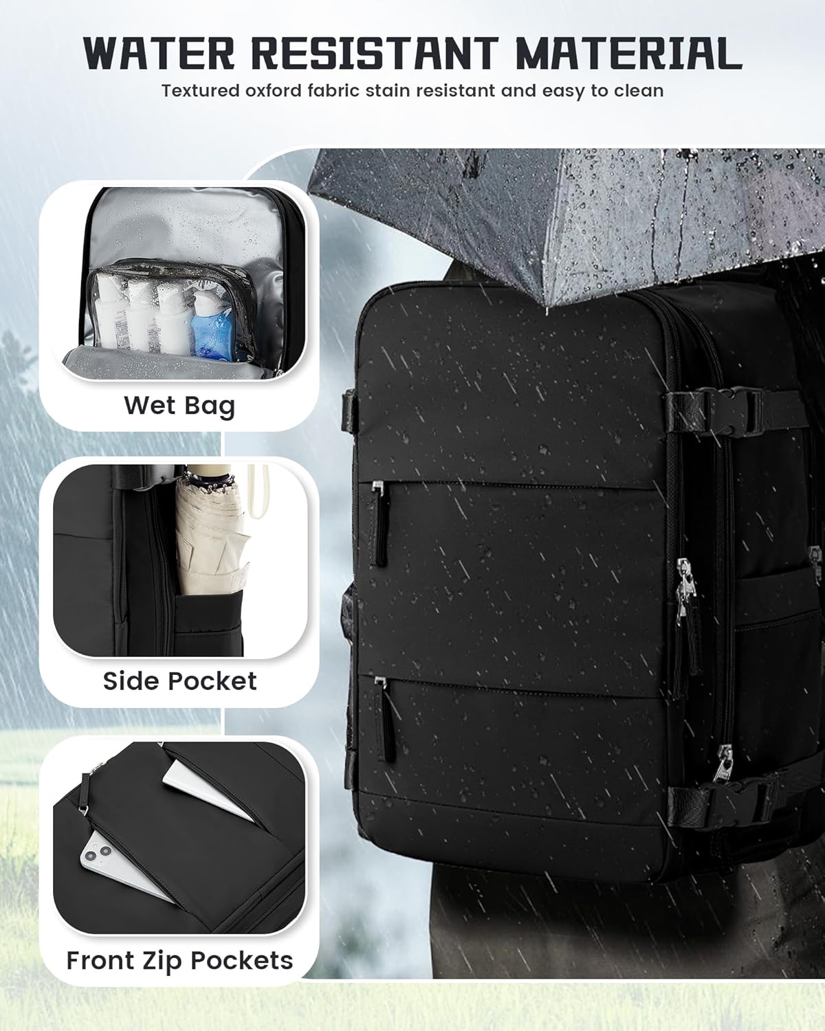Pakembl Large Travel Backpack Vacuum Backpack for Women Men Laptop Backpack Carry On Backpack Casual Backpack Waterproof Backpack for 14/15.6/17inch Laptop with Shoes Compartment