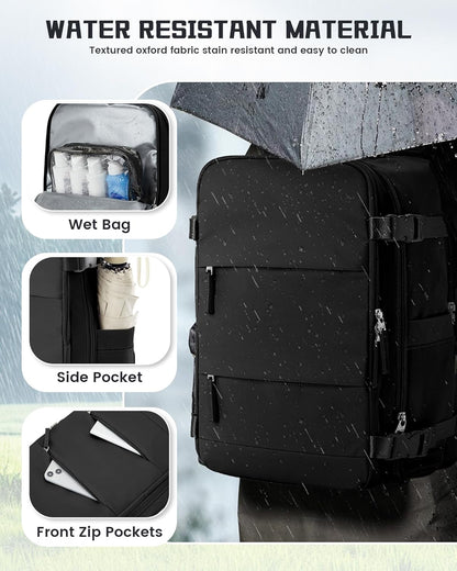 Pakembl Large Travel Backpack Vacuum Backpack for Women Men Laptop Backpack Carry On Backpack Casual Backpack Waterproof Backpack for 14/15.6/17inch Laptop with Shoes Compartment
