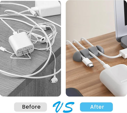 Delidigi 6 Pack Cable Organizer Cord Clips Desk Cable Holder Strong Adhesive Wire Holder for Organizing USB Cord Wire Home Office and Car