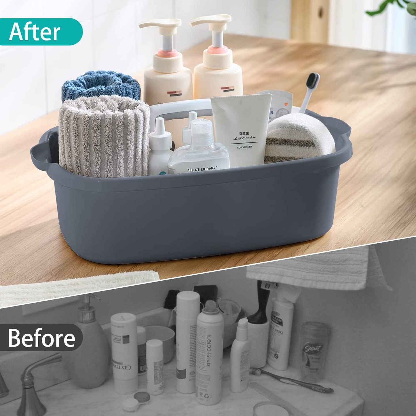 BYUNER Plastic Storage Caddy with Handle Cleaning Supplies Bathroom and Shower Cleaning Caddy Storage Shower Cleaning Products pcs